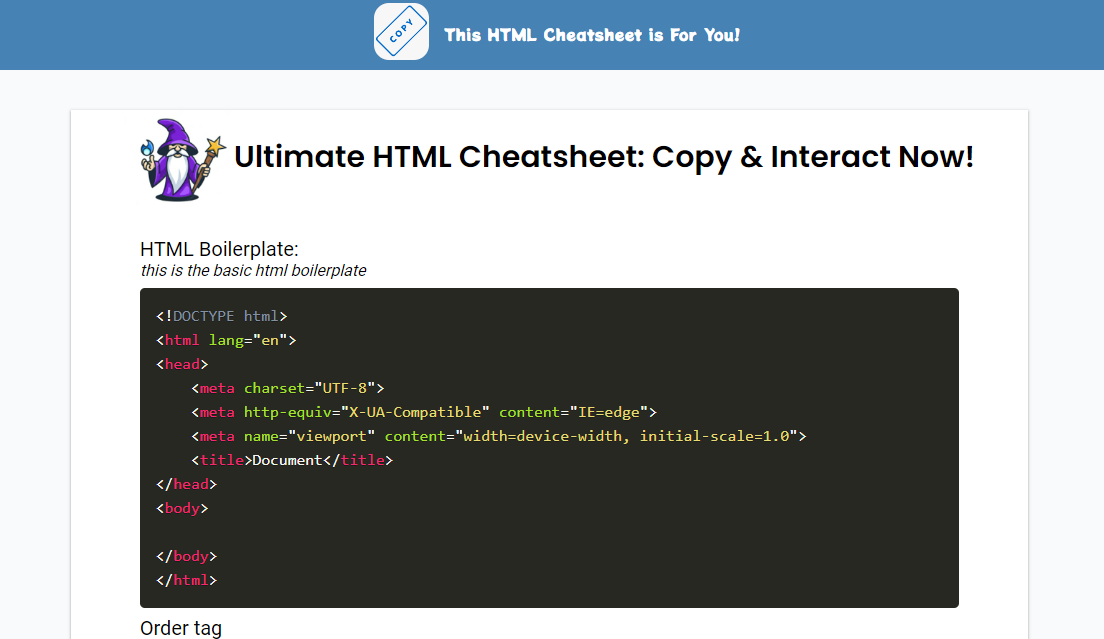 CheatSheet Project Screenshot